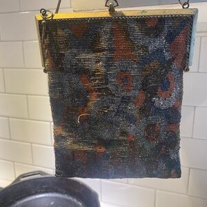 Vintage Beaded Handbag with Geometric Design